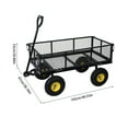 thumbnail image 5 of TidBay 880lbs Capacity Garden Cart, Heavy Duty Mesh Metal Utility Wagon with Flat-Free Tires, Removable Sides, Flexible Handle Yard Cart (Yellow), 5 of 6
