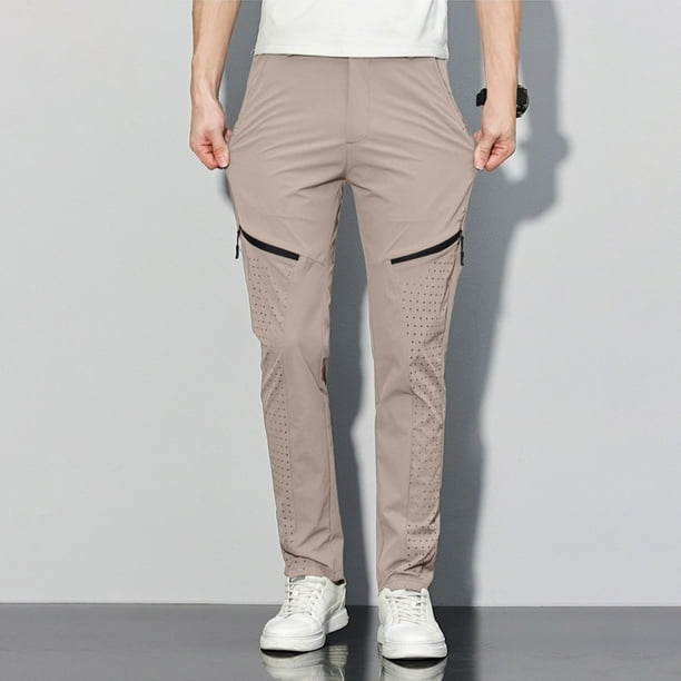 Pantalones largos para hombre, de color liso, de seda helada, elásticos, con cordón, informales, deportivos, para hombre