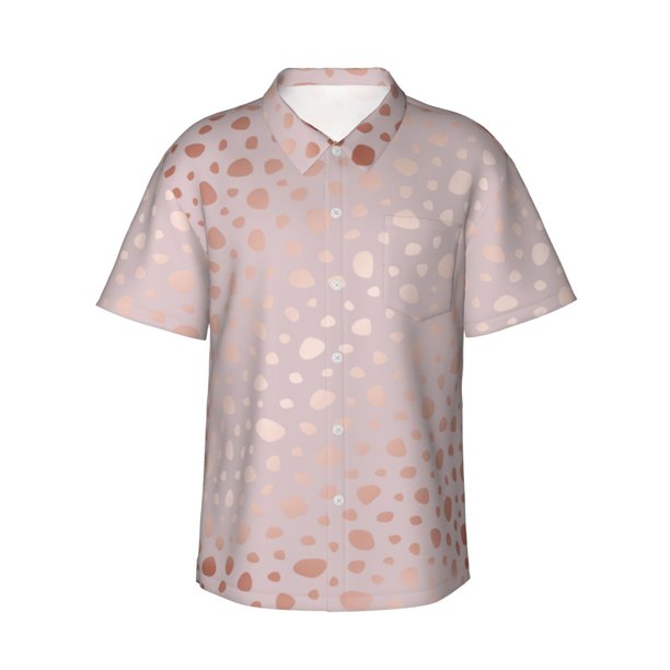 Balery Rose Gold Abstract Spots 1 Camisas hawaianas de manga corta para hombre, camisas playeras de corte holgado, camisas de vacaciones con botones,X-Large