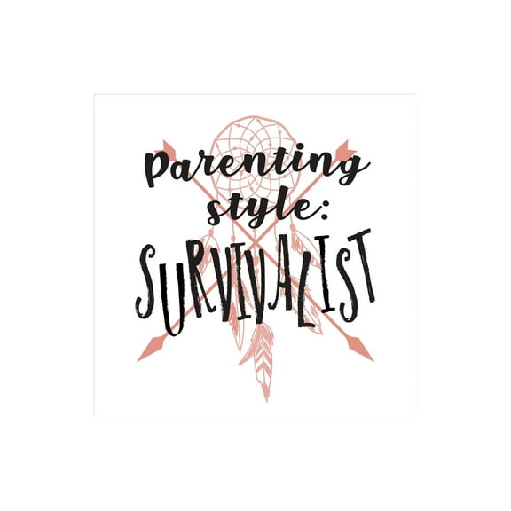 Parenting Survivalist Coral Arrow Feather 12 x 12 Wood Wall Sign Plaque
