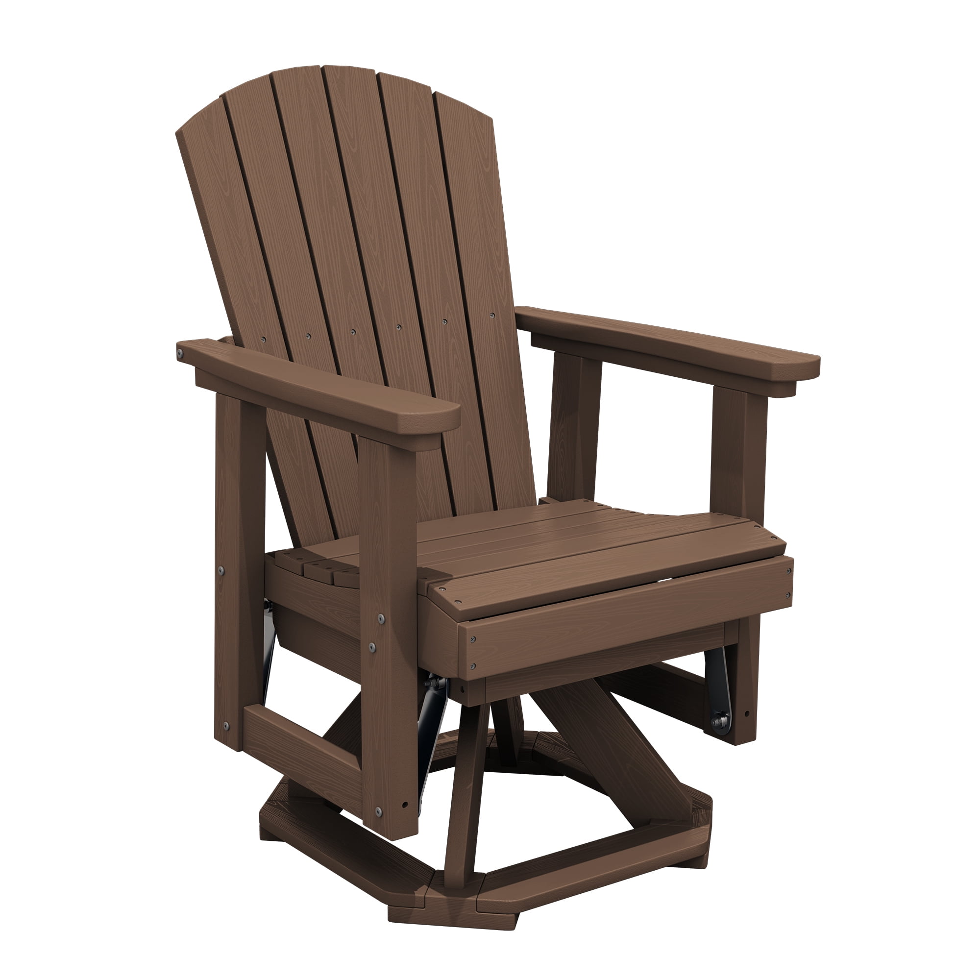 LOYALICE Adirondack Swivel Glider Chair, HDPE Resin Rocking Glider Chair, BrownWood