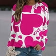 thumbnail image 2 of Valentine's Day Long Sleeve Shirts for Women Trendy Sequin Heart Print Crew Neck Casual Sweatshirts Casual Tunic Tops(Pink,XL), 2 of 4