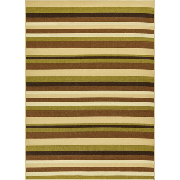 Well Woven Non Skid Slip Rubber Back Antibacterial Solid Stripes Multi Color Green Thin Low Pile Machine Washable Indoor Outdoor Area Rug Walmart Com Walmart Com