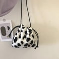 thumbnail image 1 of Bolso de hombro mullido con flores de vaca, bolso de mano de felpa para axila, bolso mullido, pequeño bolso de mano para mujer, Otoño Invierno, 1 of 4