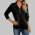 thumbnail image 2 of MIXUE Boho Tops For Women Autumn Winter Solid Color V Neck Zipper Long Sleeve Slim Casual Business Tunic Tshirts Outwear,Black,XL, 2 of 5