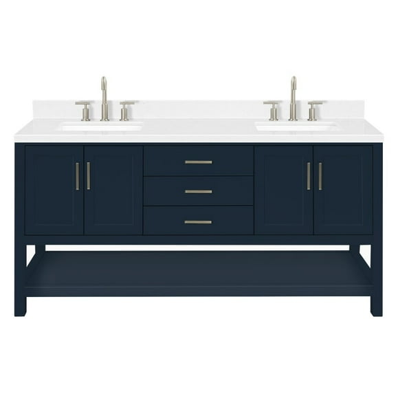 Ariel S072dcqrvo Magnolia 72" Free Standing Double Basin Vanity Set - Blue