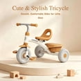 thumbnail image 3 of KORIMEFA Toddler Tricycle for Ages 2-5 Boys Girls, Beginner Tricycle for kids with Quiet Ride Wheels and Storage Bin, Brown, 3 of 13
