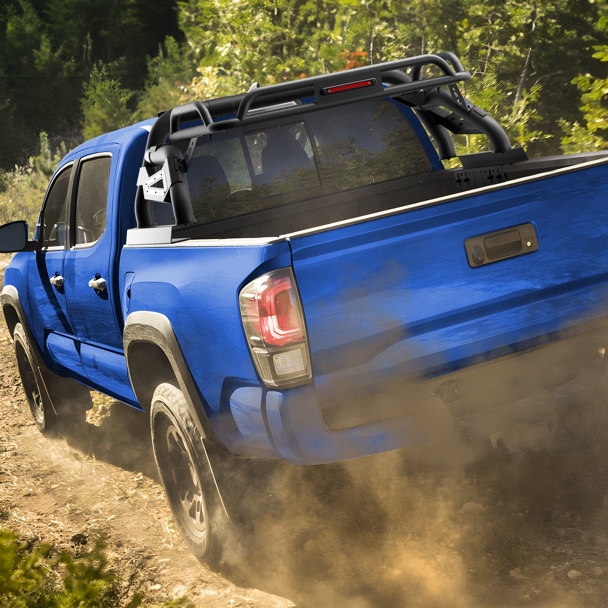 POFENZE Roll Bar for Mid Size Pickup Truck Chase Rack Sport Bar with Cargo Carrier Basket for Toyota Tacoma, Chevy Colorado & GMC Canyon