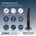 thumbnail image 2 of Ventilador de torre TURBO POWER 6 velocidades +control remoto +oscilación modos de uso con display LED - 102cm Beckon, 2 of 8