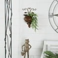 thumbnail image 2 of DecMode 11" x 6" x 18" Round Brown Metal Scroll Wall Planter, 2 of 8