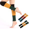 thumbnail image 2 of Calentadores de pierna largos de punto acanalado de invierno para mujer Calcetines con cubierta de pie con bloques de colores triples, 2 of 5