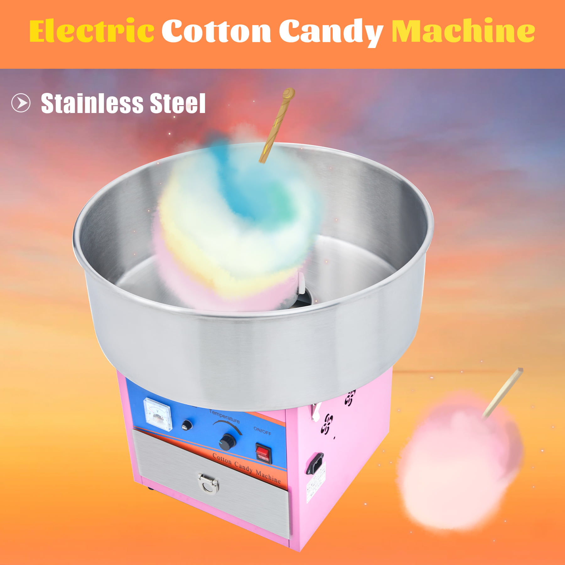 Cotton Candy Machine for Kids,Cotton Candy Machine for Home Birthday Family Party Christmas Gift Includes 10 Cones And Sugar Scoop Lemail wig Cotton Candy Maker 