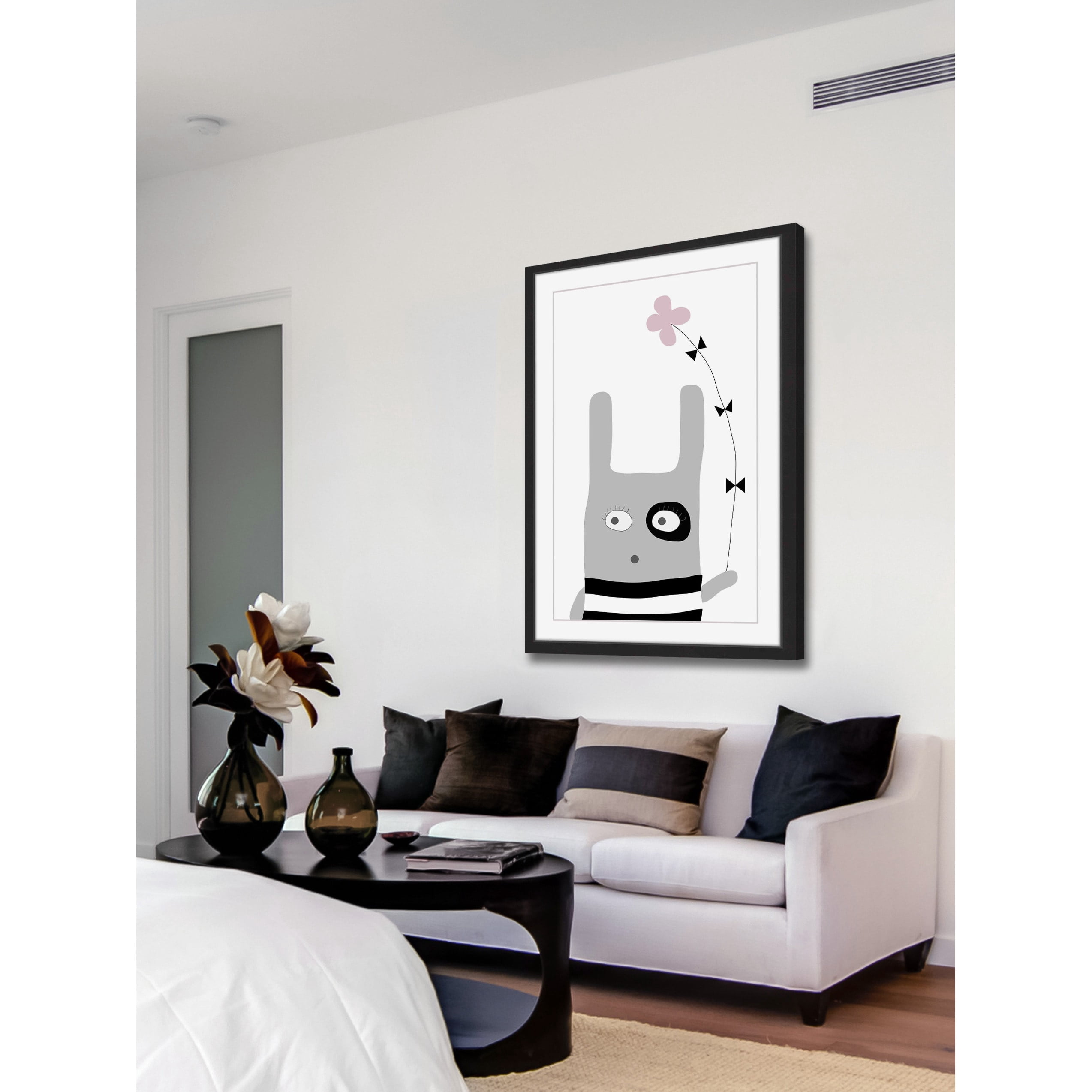 Marmont Hill "Bunny Flower Pink" by Katarina Snygg Framed Painting Print
