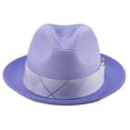 thumbnail image 3 of Montique Braided Two Tone Stingy Brim Pinch Fedora Hat in Lavender - H2056, 3 of 4