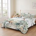 thumbnail image 2 of Full Quilt Set 78''x90'', Sage Green Ocean Lightweight Summer Bedspread Coverlet Set with 2 Pillow Shams, Coastal Eucalyptus Starfish Shell Breathable All Season Quilt Bedding for Bedroom/Guest Room, 2 of 9