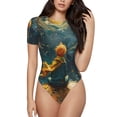thumbnail image 1 of Balery Whimsical Starry Night Scene Pattern Women's Short Sleevee Crew Neck Bodysuit Tops Short Sleeve Tops Basic-XX-Large, 1 of 7