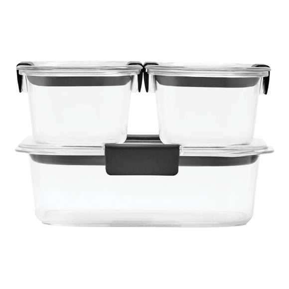 Rubbermaid Brilliance Leak-Proof Food Storage Containers with Airtight Lids, Set of 3 (6 Pieces Total) | BPA-Free & Stain Resistant