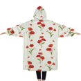 thumbnail image 2 of Oversized Wearable Blanket Hoodie,Pioneer Flower Floral Print Pattern Sherpa Blanket Hoodie with Super Pockets,Super Warm Fuzzy Pullover for Women & Men, 2 of 6