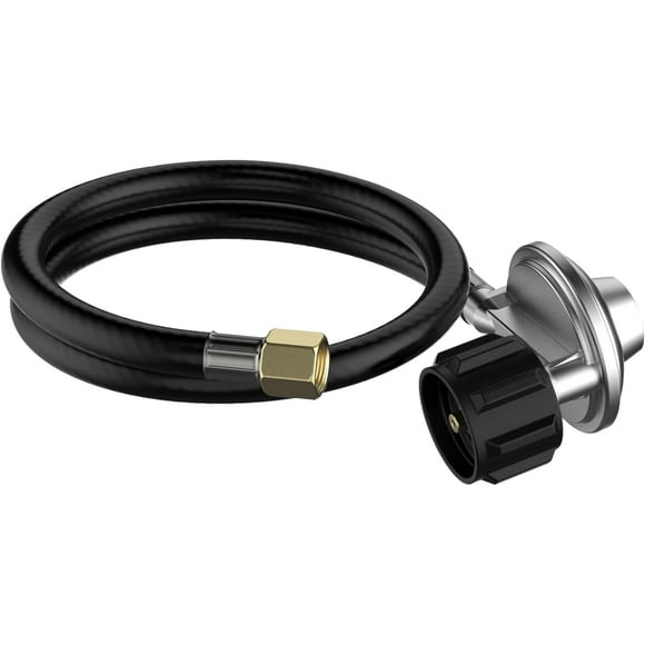 shiyou-Onlyfire Universal QCC1 Low Pressure Propane Regulator Grill Replacement with 21-Inch Hose for Most LP Gas Grill, Heater and Fire Pit Table, 3/8" Female Flare Nut