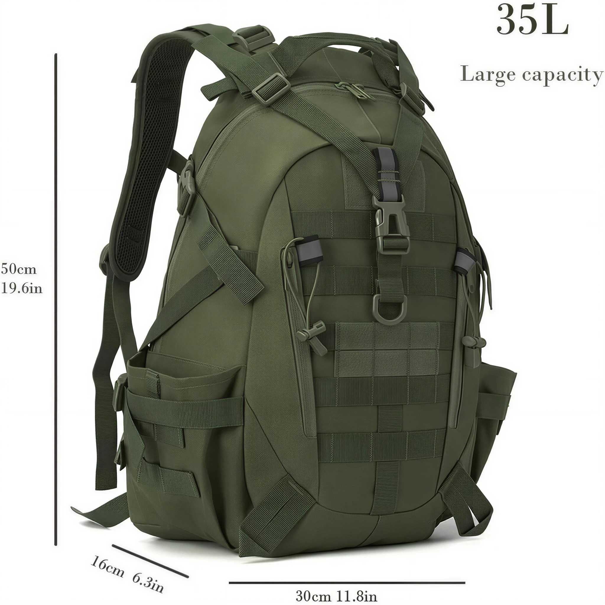 QT&QY 35L Molle Hiking Daypack Water Resistant Outdoor Camping Travel Work Backpack for Men Women