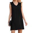 thumbnail image 1 of Women Ruffle Spliced Sleeveless V Neck A-line Mini Dress, 1 of 3