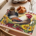 thumbnail image 3 of Vintage Rooster Placemats Set of 4 Sunflower Plaid Farmhouse Animals Place Mats Indoor Wipeable Table Mats Washable Cloth Dining Table Placemats for Kitchen Holiday Party Home Decor 13x19 Inch, 3 of 9
