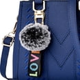 thumbnail image 3 of Stylago Women Fashion Handbags with Plush Pendant Leather Top Handle Crossbody Tote Bags Ladies Zipper Purses for Travel Outing Blue, 3 of 5