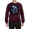 thumbnail image 2 of Wild Bobby, American Flag Howling Wolf Animal Lover Unisex Crewneck Graphic Sweatshirt, Maroon, 3XL, 2 of 3