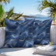 thumbnail image 3 of Throw Pillow Covers 24x24 Inch Set of 2, Navy Blue Marble Waterproof Outdoor Pillow Covers, Abstract Modern Golden Geometric Decorative Cushion Pillowcases for Couch, Sofa, Bed, Garden, Patio, 3 of 9