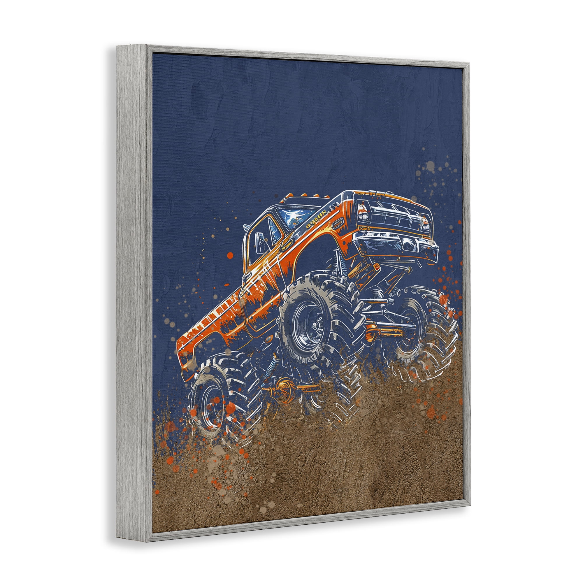 My Jam Monster Truck Gray Framed Giclee Art, design by Kim Allen