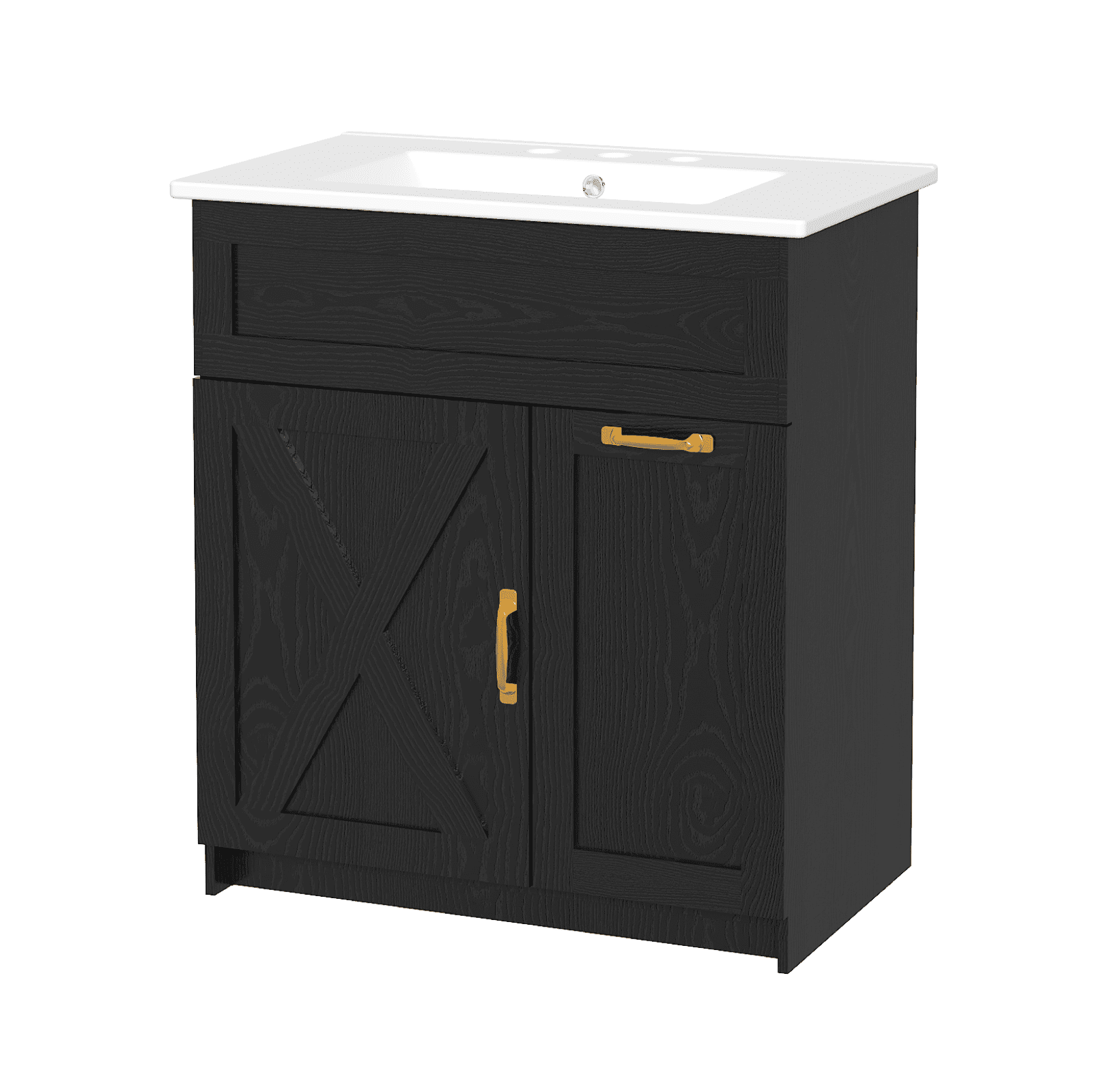 EVOKEDEN 30" Bathroom Vanity with Vintage Bathroom Cabinet Freestanding Bathroom Vanities with Metal Handle Black