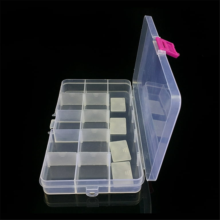 VerPetridure Clear Fishing Tackle Accessory Box Fishing Lure Bait Hooks  Storage Box Case Container with 15 Individual Compartments 