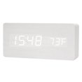 thumbnail image 2 of Digital Alarm Clock Wood USB/Battery Thermometer LED Display for Home Office Decor Kids - White, 2 of 6