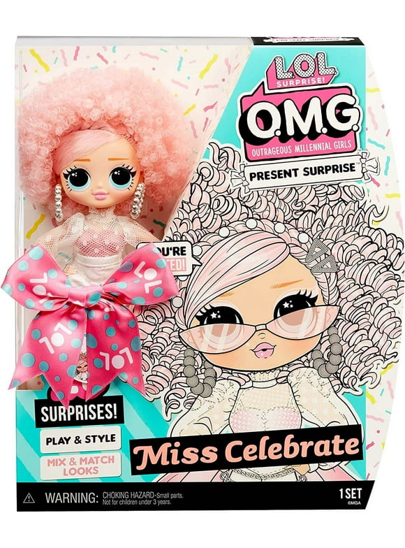 LOL Surprise OMG Present Surprise Series 2 Fashion Doll Miss Celebrate with 20 Surprises  Great Gift for Kids Ages 4+