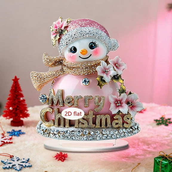 Acrylic Snowman Decor Modern Home Decoration Desktop Figurine Holiday Ornament Warm Ambient Light for Living Room Study Office Festive Season Decorations