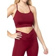 thumbnail image 3 of "Juniors Workout Cami Sports Fitness Cross Back Bra with No Pad (Burgundy, M)", 3 of 5