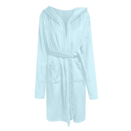 

Jebong Night Gown Prime On Sale!‎2022 Winter Women Lengthened Plush Shawl Bathrobe Long Sleeve Robe Hooded Coat