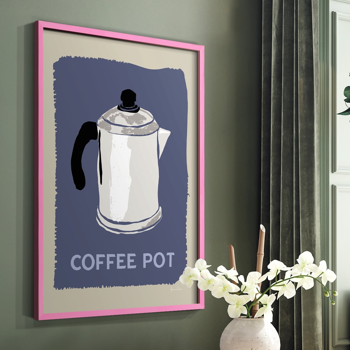 Modern Coffee I in Pink Solid Wood 11 x 14 Framed Print