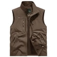 thumbnail image 4 of LEKWK Vest for Men Full Zip Stand Collar Sleeveless Jacket with Multi Zipper Pockets Lightweight Windproof Casual Outdoor Wear for Hiking Golf Fishing Khaki L, 4 of 6