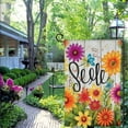 thumbnail image 4 of PHYHOO  Welcome Spring Summer Flowers Garden Flag Double Sided, Burlap Small Sunflower Daisy Flower Garden Yard House Flags Outside Outdoor Seasonal Porch Lawn Decoration White, 4 of 6