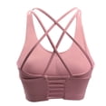 thumbnail image 1 of Ropa interior deportiva para mujer con almohadilla extraíble, sexy, con cordones en la espalda cruzada, chaleco de entrenamiento para yoga, rosa claro, 1 of 6