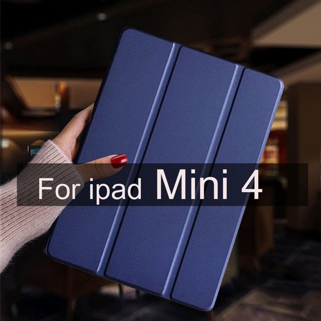 For ipad mini 5 4 3 2 1 Case Leather Stand Smart Tablet Cover Skin For iPad Mini 4 Case Mini 2 3 1 Mini 5 2019 Protective Shell Mini 4 Navy blue