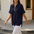 thumbnail image 6 of Otntypg Women's Quarter Zip Short Sleeve Tops Lightweight Casual Waffle Knit Collared Golf Shirts Loose Fit Dressy Textured Pullover Blouse, 6 of 8