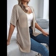 thumbnail image 4 of Cárdigan de Verano para Mujer, Corta, Cuello en V, Crochet, Suelto, Frontal Abierto, , para Cubrirse. Caqui XL, 4 of 7