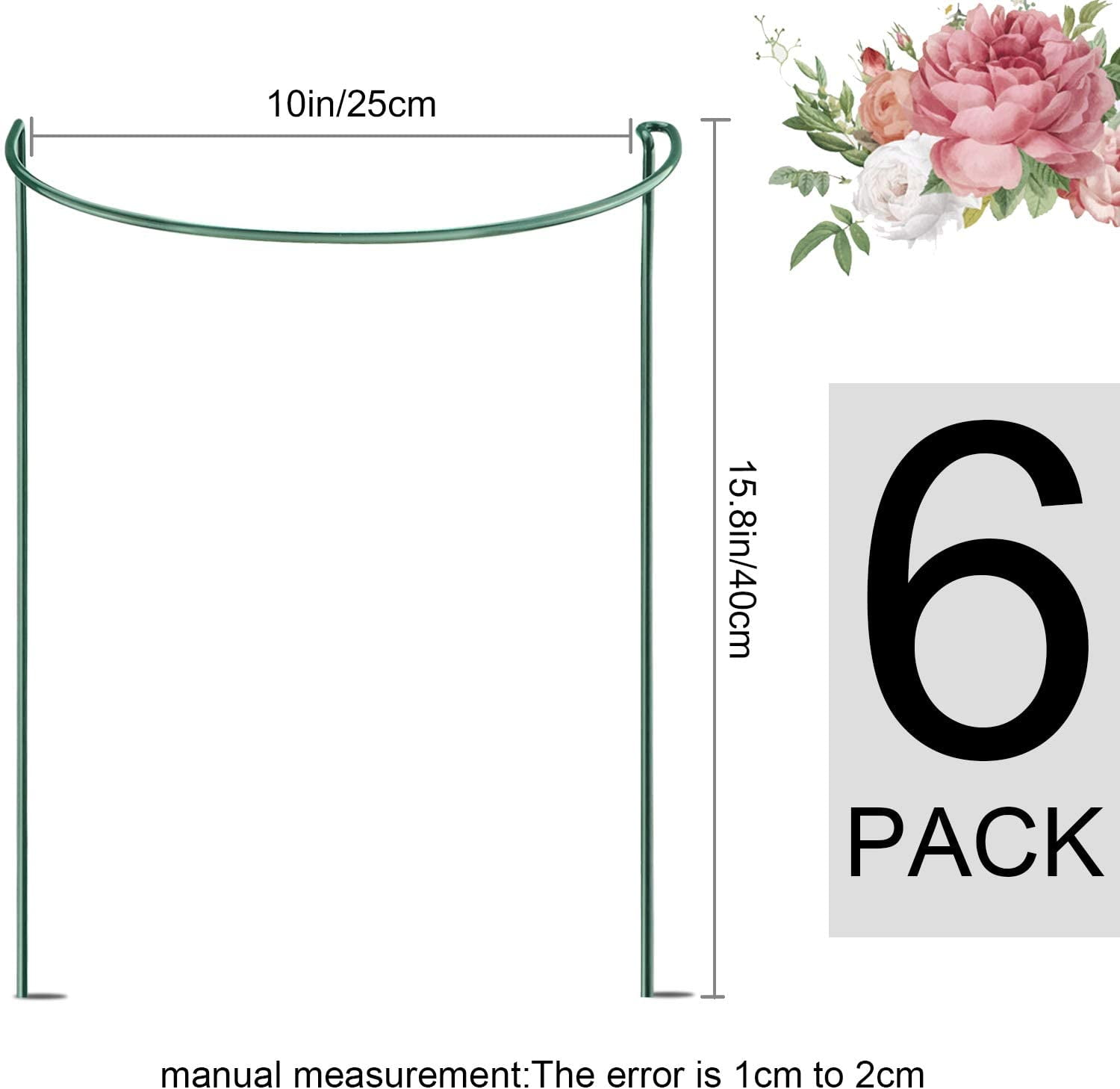 6 Pack Plant Support Stakes, Metal Garden Plant Stake, Outdoor Tall Plant Support Ring Cage,Large Plant Supports for Peony, Tomato,Vegetable, Hydrangea,Rose,Flowers Vine