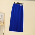 thumbnail image 3 of Conjunto azul Klein de dos piezas para mujer, suéter, falda, cárdigan con doble cremallera, Bodycon, media falda dividida, 3 of 5