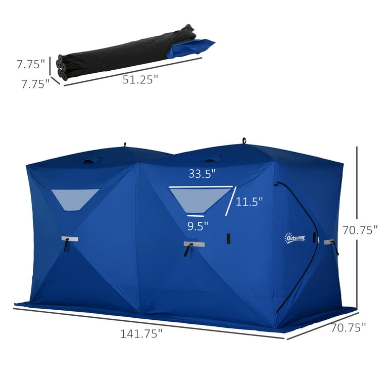 Massive Double Hub Insulated Ice Shelter ~ Review Deerfamy Shanty