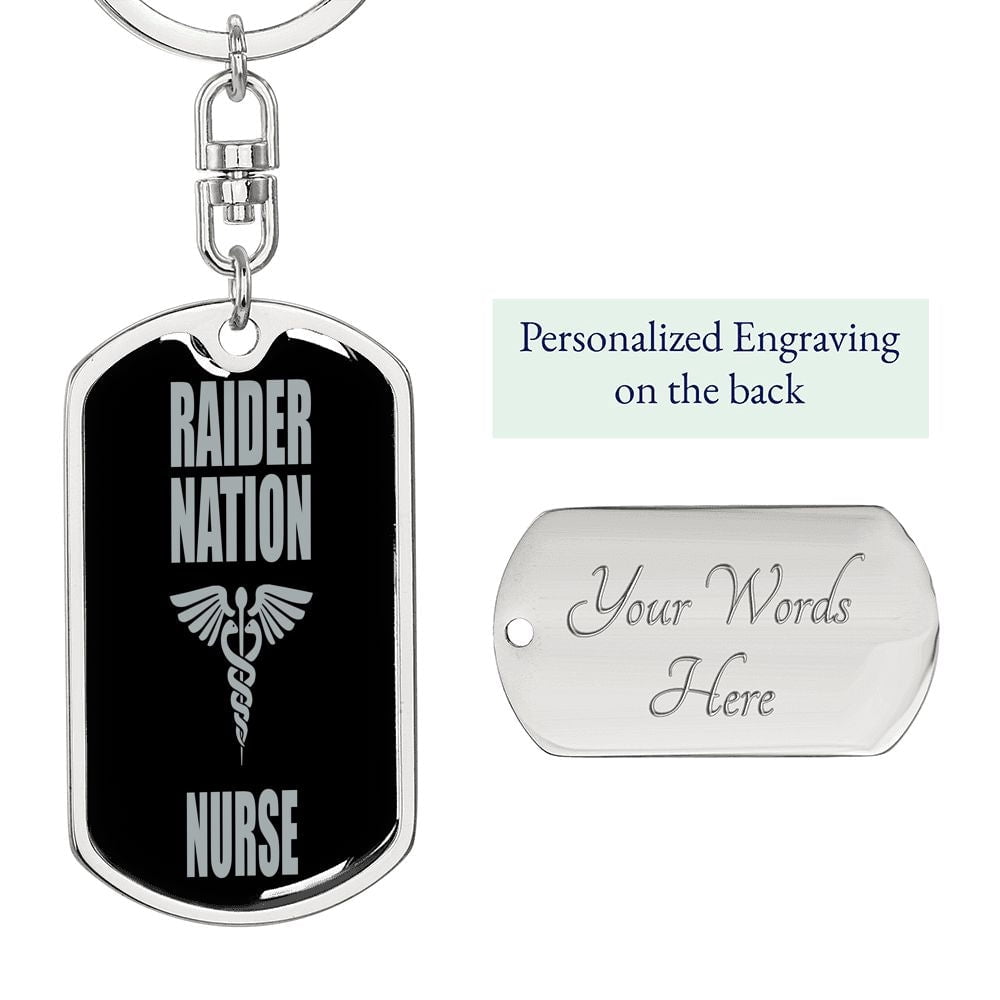 Raider Nurse Swivel Keychain Dog Tag Stainless Steel or 18k Gold