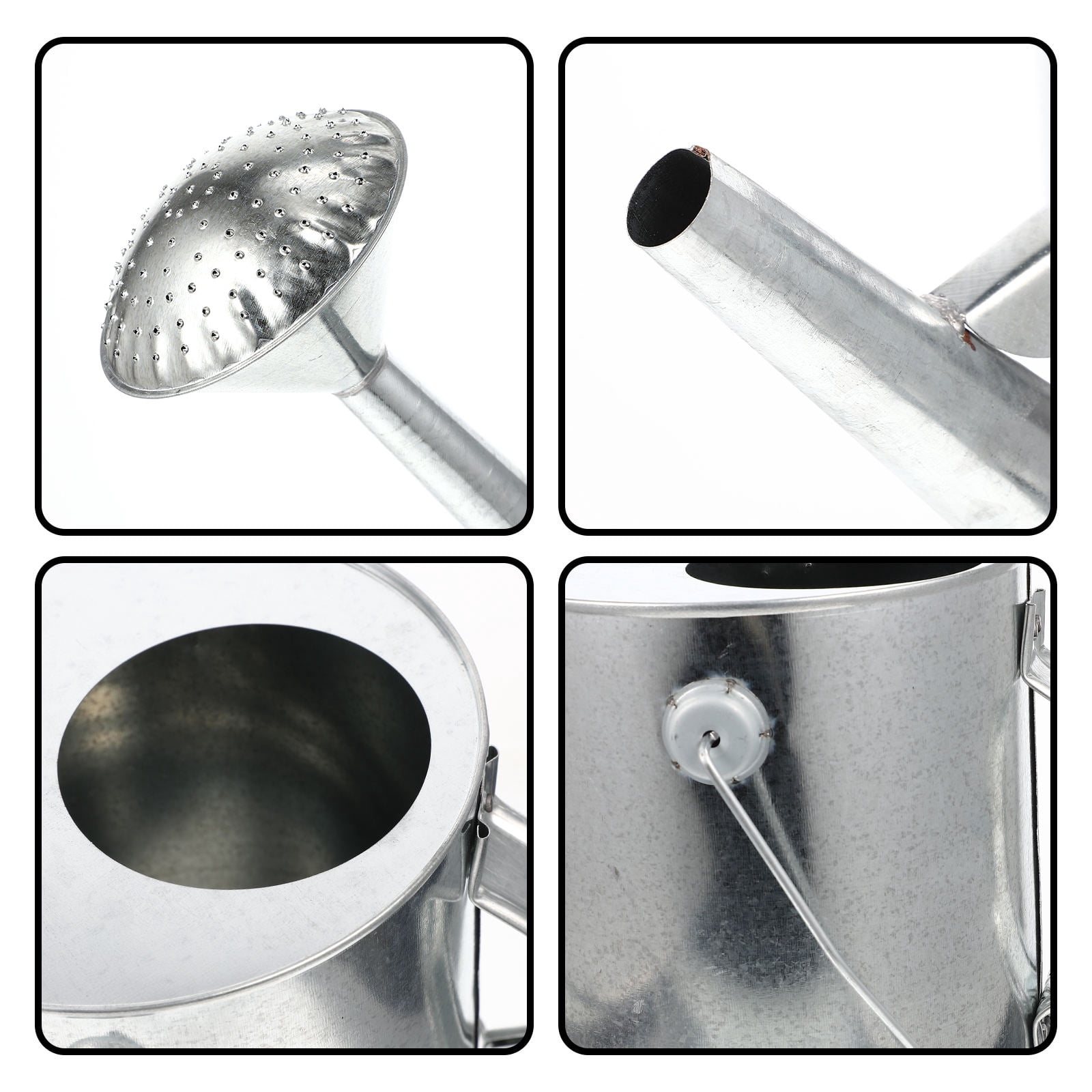 IBASETOY Plated Silver Galvanized Iron Watering Can with Long Spout for Indoor and Outdoor Plants