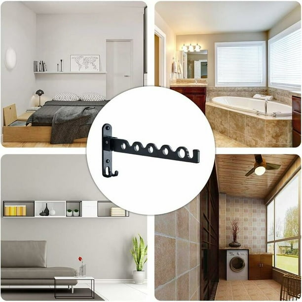 Perchero Plegable Giratorio 90° Para Colgar Ropa – Pack 2 Unidades De Aluminio Para Balcón, Baño O Lavandería